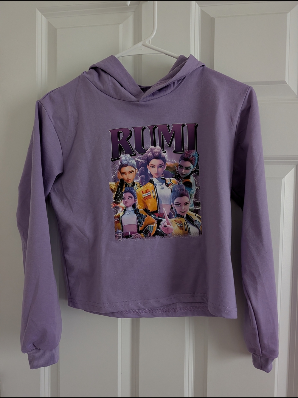 Rumi Lavender Graphic Hoodie Crop Top